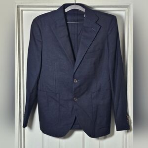 Proper Cloth The Reda Wool Hopsack Bedford Jacket Navy Blue Size 36R Small